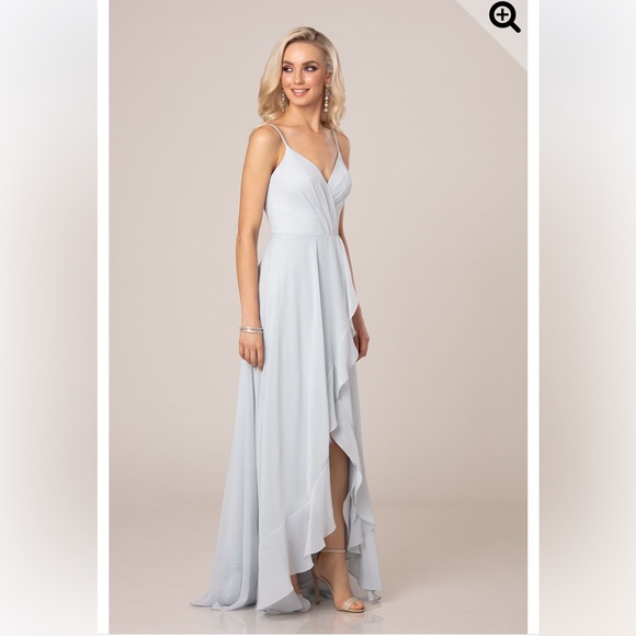 BURNT ORANGE HIGH-LOW BRIDESMAID DRESS WITH RUFFLE DETAIL - Picture 2 of 4